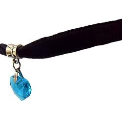 Yves Renaud 7.5 Inch Black Velvet Choker Necklace with Beautiful Heart Crystal Charm Pendant on an Oxidized Bail with 1.75'' Extender