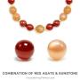 Rose&Poem Red Agate and Sunstone Crystal Bracelet, Lucky Starfish Charm, 14K Gold Plated Natural Handmade Stretch Beaded Bracelets, Spiritual Reiki Chakra Feng Shui Healing Gemstone Crystal Bead Divine Love Dainty Jewelry Gift