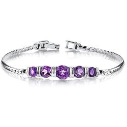 Amethyst Bracelet Sterling Silver 3.75 Carats 5 Stone Design