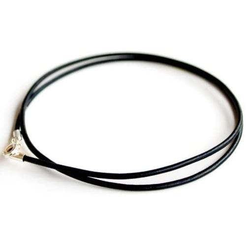 Moneta Jewelry Black Genuine Leather Necklace, Sterling Silver Clasp, 16 to 30 Inch Cord Made in USA