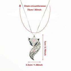 Hslsmxy Women Long Necklace Fox Snake Serpent Swan Dancing Girl Shaped Crystal Pendant Necklaces Sweater Casual Formal Dressing Decoration Fashion Jewelry for Girls Friends