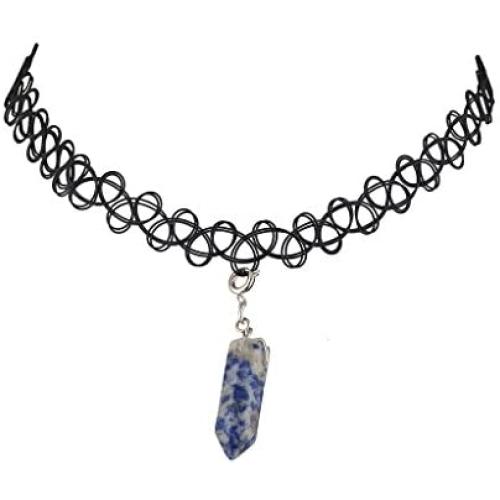 Lux Accessories Quartz Tattoo Choker Necklace