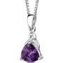 Amethyst Pendant Necklace Sterling Silver Trillion Cut 1.50 Carats