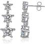 Women Stud Earring 925 Sterling Silver Drop Stud with 18k White Gold Plated 5A Cubic Zirconia Dangle Earring for Women Girls