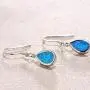 FANCIME Sterling Silver Opal Dangle Earrings White Fire/Blue Teardrop/Oval/Spiral Ribbon Hook Drop Earrings October Birthstone Fine Jewelry for Women Girls