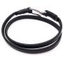 Classic Style Leather Double Wrap Handcrafted in USA - Black