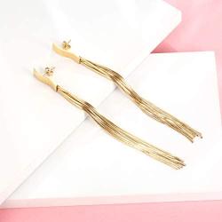 LIUANAN 18K Gold Plated Long Tassel Bar Earrings for Women Girls Chain Drop Dangle Stud Earrings Jewelry