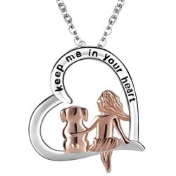 CBrands Sterling Silver Love Heart Engraved Girl Kiss Dog Pendat Necklace Jewelry Gifts for Women Her Girlfriends Wife (Rose Gold)