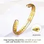 Lolalet Wide Open Cuff Bracelet, for Men Women, 18K Gold Plated Wheat Style Couples Love Bracelets, Weave Braided Twisted Open Cuff Bangle Jewelry –Gold Lolalet Wide Open Cuff Bracelet, for Men Women, 18K Gold Plated Wheat Style Couples Love Bracelets, Weave Braided Twisted Open Cuff Bangle Jewelry –Gold