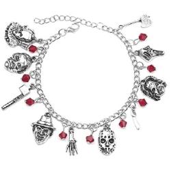 Jason Mask Charm Bracelet Horror Scary Movie Bracelet Ghost Halloween Jewelry Gift Silver
