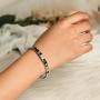 CIUNOFOR Cubic Zirconia Bracelet with 9 Colored Stones for Women Girls Stainless Steel Bangle Silver Rose Gold Plate Tone Wide Band Bracelet