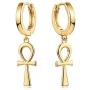 MYEARS Women Gold Huggie Hoop Earrings Clam Shell Hollow Star Cross Lightning Lock Spike Dangle Drop 14K Gold Filled Tiny Boho Beach Simple Delicate Handmade Hypoallergenic Jewelry Gift