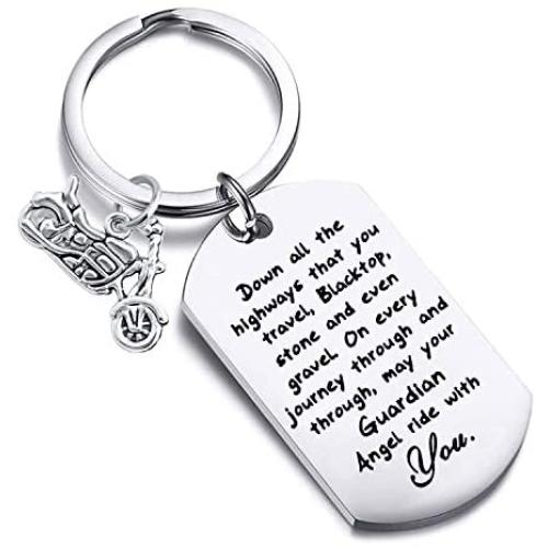 FUSTMW Car Owner Gift Drive Safe Keychain May Your Guardian Angel Ride With You Car Lover Gift