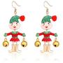 HSWE Christmas Dangle Earrings for Women Xmas Festival Jewelry for Cosplay Santa Claus Jingle Bell Earrings