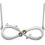 Couples Infinity Name Necklace in Silver with Swarovski Birthstones - Personalized with Any Name Couples Infinity Name Necklace in Silver with Swarovski Birthstones - Personalized with Any Name