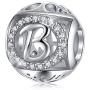 Initial Charm Bead for Jewelry Making, A-Z Alphabet Dangle Charm for Bracelet Necklace Cubic Zirconia Letter Charm Beads Personalized Gift