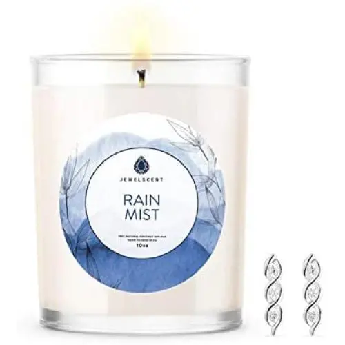 JewelScent Rain Mist Signature 10z Candle and Jewelry with Surprise Earring Inside | Made in USA | Parrafin Free | Natural Soy Blend | ECO Friendly Organic (Earring) JewelScent Rain Mist Signature 10z Candle and Jewelry with Surprise Earring Inside | Made in USA | Parrafin Free | Natural Soy Blend | ECO Friendly Organic (Earring)