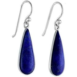 NOVICA Lapis Lazuli Rhodium Plated .925 Sterling Silver Dangle Earrings, Morning Raindrops