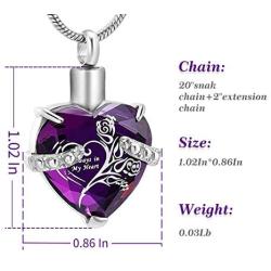 LYFML Heart Crystal Cremation Jewelry Urn Necklace for Ashes, Keepsake Pendant Made of Titanium Steel Support for Customization, Come with Filling Kit