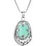 PZ Paz Creations 925 Sterling Silver Necklace For Women Girls | Roman Glass Oval-Shapped Leaf Design Pendant with 18'' Box Chain | Made In Israel