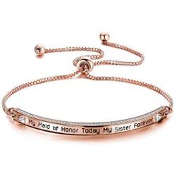 ENSIANTH My Maid of Honor Today My Sister Forever Maid of Honor Bracelet Maid of Honor Wedding Jewelry Sister Bracelet Bridesmaid Wedding Proposal Gift for Bridesmaid Flower Girl