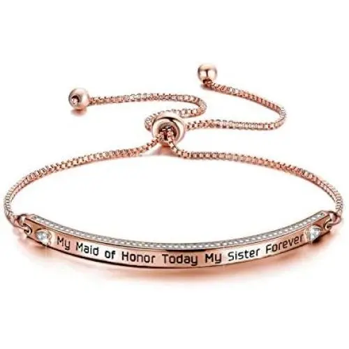 ENSIANTH My Maid of Honor Today My Sister Forever Maid of Honor Bracelet Maid of Honor Wedding Jewelry Sister Bracelet Bridesmaid Wedding Proposal Gift for Bridesmaid Flower Girl