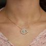 MLENS 18K Gold Plated Zirconia Evil Eye Necklace Dainty Chain Adjustable Pendant Necklaces for Women Jewelry Gift
