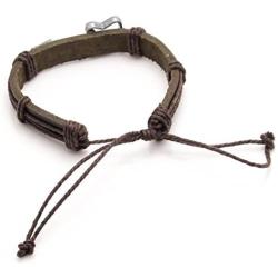 Xusamss Punk Alloy Guitar Pattern Leather Drawstring Rope Bracelet