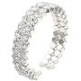 JSEA Womens Silver Tone 6mm Rhinestone Open Cuff Bracelet Bangles Gold Tone Wedding Party Jewelry