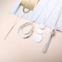 FUNRUN JEWELRY 8PCS Long Pendant Necklace Bar Pearl Knot Tassel Necklace Double Circle Arrow Leaf Y Necklace Set