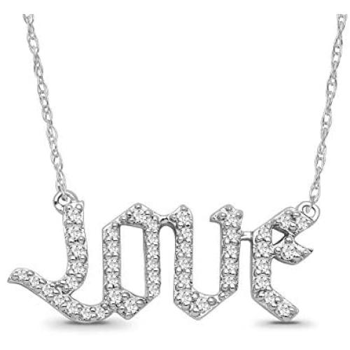 Sterling Silver Diamond Love Pendant Necklace (1/4 cttw, I-J Color, I2-I3 Clarity), 18''