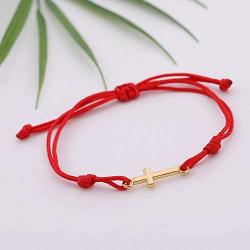 LIKGREAT Christian Cross Charm Handmade Braided Wax Cords Bracelet for Women