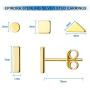Sterling Silver Stud Earrings for Women Men- 4 Pairs of Hypoallergenic Simple Geometric Small Stud Earring Set Tiny Circle Triangle Square Bar Stud Earrings Mini Cartilage Tragus Earrings