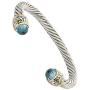 John Medeiros Beautiful Nouveau Collection Large Cuff Bracelet Aqua Cubic Zirconia