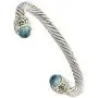 John Medeiros Beautiful Nouveau Collection Large Cuff Bracelet Aqua Cubic Zirconia
