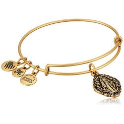 Alex and Ani Divine Guides Expandable Bangle Bracelet for Women, Mother Mary Engraved Charm, 2 to 3.5 in