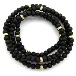 Fashion 21 Jet Black, Brown Tone 6mm 30'' Wooden Bead Metal Connect Ball Bead Necklace
