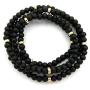 Fashion 21 Jet Black, Brown Tone 6mm 30'' Wooden Bead Metal Connect Ball Bead Necklace