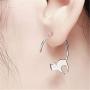 ONLYJUMP Cute Cat Dangle Stud Earrings for Women Girls Fashion 925 Sterling Silver Pull Through Animal Asymmetric Funny Earring Jewelry Birthday Gift