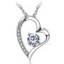 14k White Gold Plated Forever Lover Heart Pendant Necklace for Women