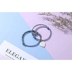 Jovivi 2 Pcs Heart Bracelets for Couples Matching Magnetic His and Hers Jewelry Set Gift for Lover Boyfriend Girlfriend Best Friends Friendship Jewelry