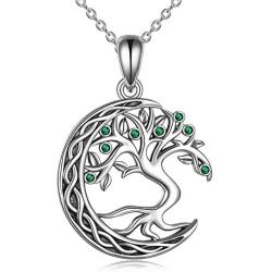 VENACOLY Tree of Life Necklace Moon Necklace Sterling Silver Family Tree Pendant Celtic Jewelry for Women Men