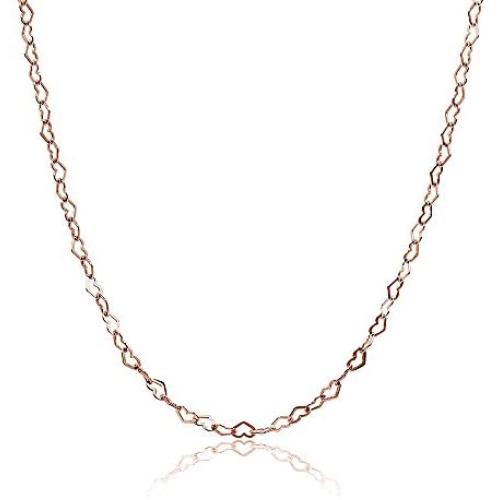 Hoops & Loops Sterling Silver Heart Link Chain Necklace, 16 inches 20 inches 24 inches or 30 Inches