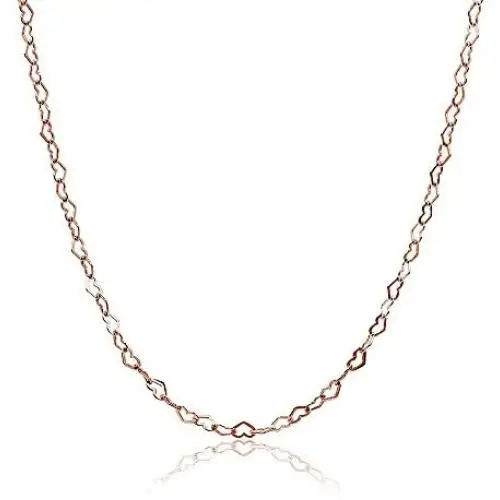 Hoops & Loops Sterling Silver Heart Link Chain Necklace, 16 inches 20 inches 24 inches or 30 Inches
