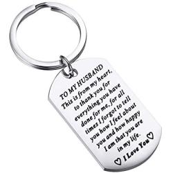 FUSTMW to My Husband Keychain Gift for Husband Anniversary Birthday Gifts Soulmate Keychain from Wife Lover Keychain