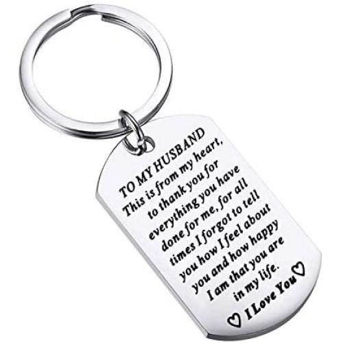 FUSTMW to My Husband Keychain Gift for Husband Anniversary Birthday Gifts Soulmate Keychain from Wife Lover Keychain