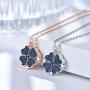 Sterling Silver Heart Shaped and Four Leaf Clover Convertible Pendant Necklace Crystals Jewelry for Women Girls