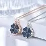 Sterling Silver Heart Shaped and Four Leaf Clover Convertible Pendant Necklace Crystals Jewelry for Women Girls Sterling Silver Heart Shaped and Four Leaf Clover Convertible Pendant Necklace Crystals Jewelry for Women Girls