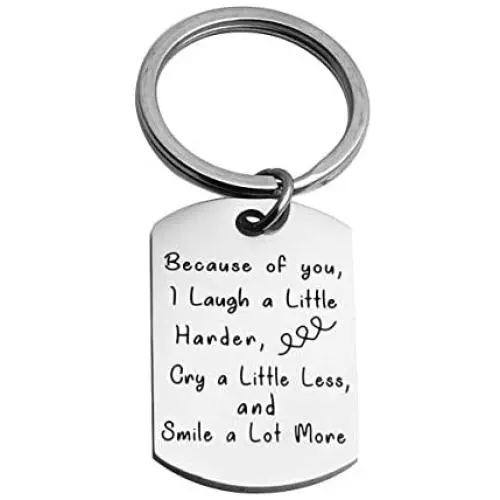 Meibai Girlfriend to Boyfriend Wife to Husband Gifts Engraved Dog Tags Keychain Love Valentines Gift for Him