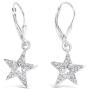 925 Solid Sterling Silver Dangling Cubic Zirconia Little Star Earrings - CZ Dangle Small Jewelry